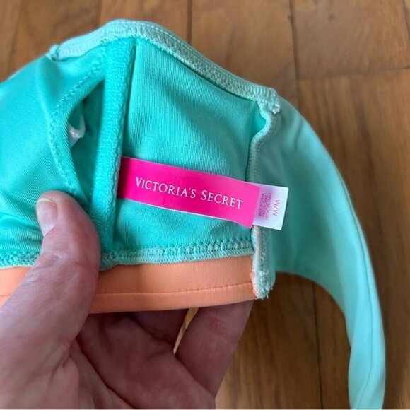 Victoria's Secret Turquoise Blue Peach Strapless Bikini Top Women’s Size Medium - Picture 3 of 4